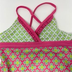 Cabana Beach Swimsuit Pink Green Preppy One Piece Size 6